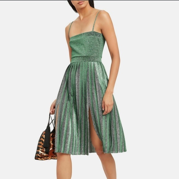 MISHA COLLECTION Dresses & Skirts - Misha Collection- NWT Metallic Green Pleated Janelle Strapless Mini Dress